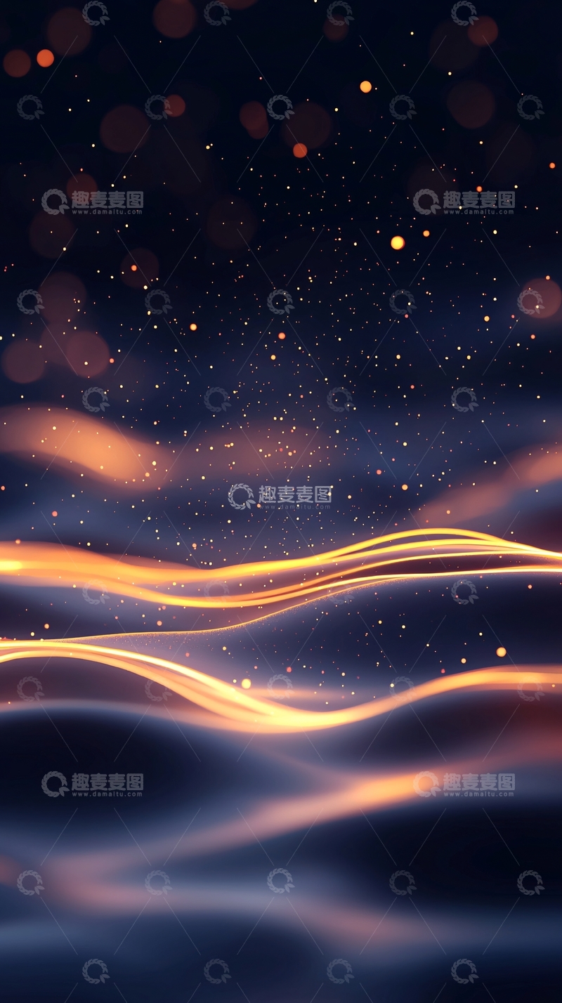 高清大图下载【趣麦麦图】金色光线在深色背景上流动