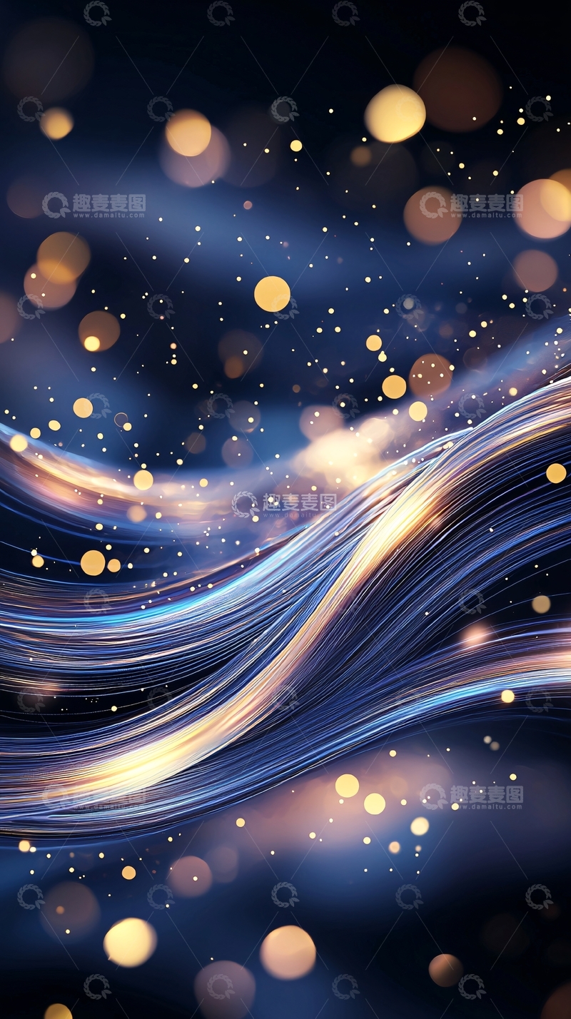 高清大图下载【趣麦麦图】金色光晕波浪曲线