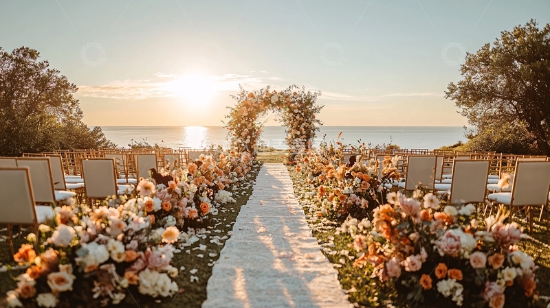 高清大图下载【趣麦麦图】海边浪漫婚礼仪式现场