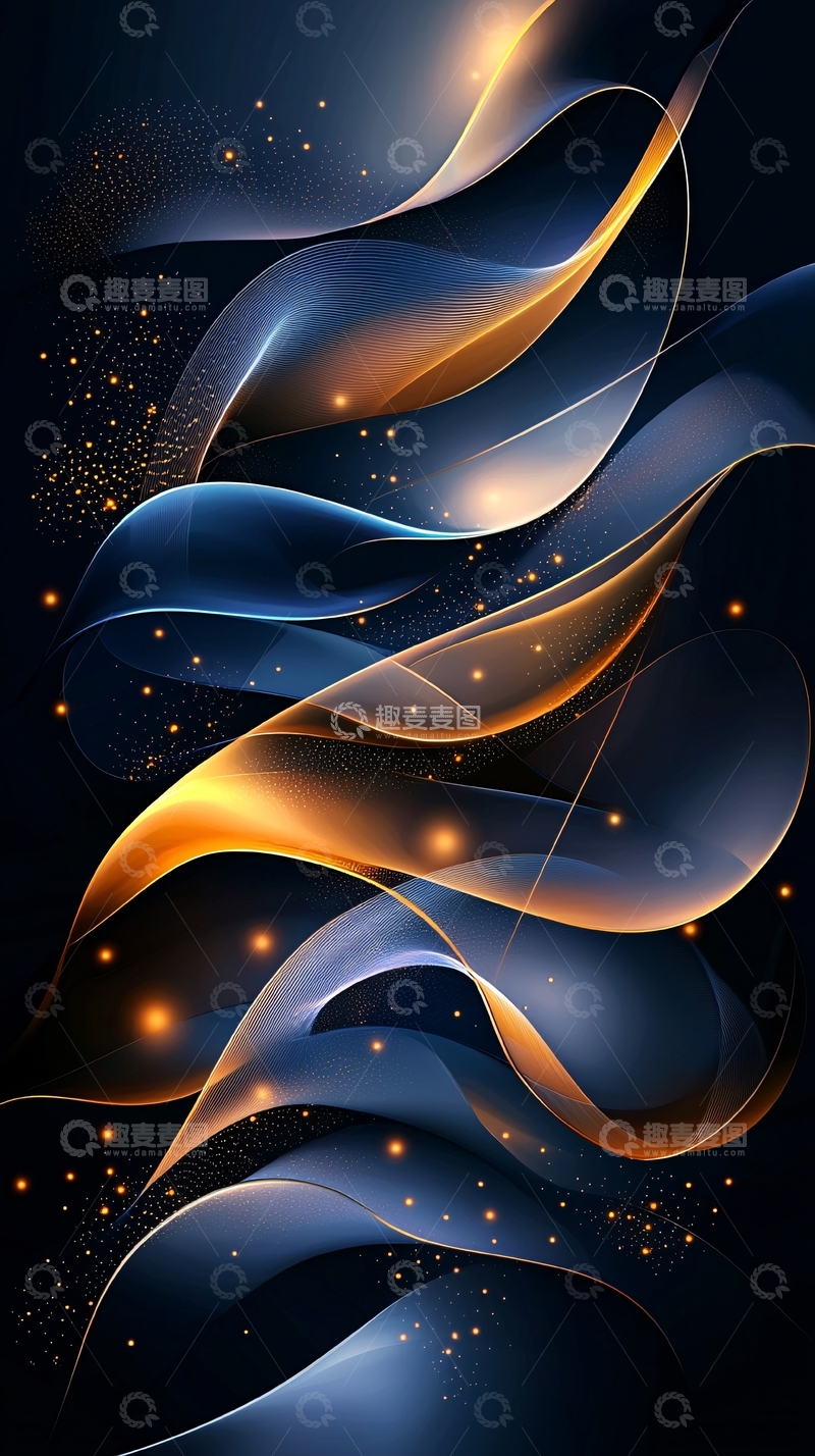 高清大图下载【趣麦麦图】抽象曲线光效背景