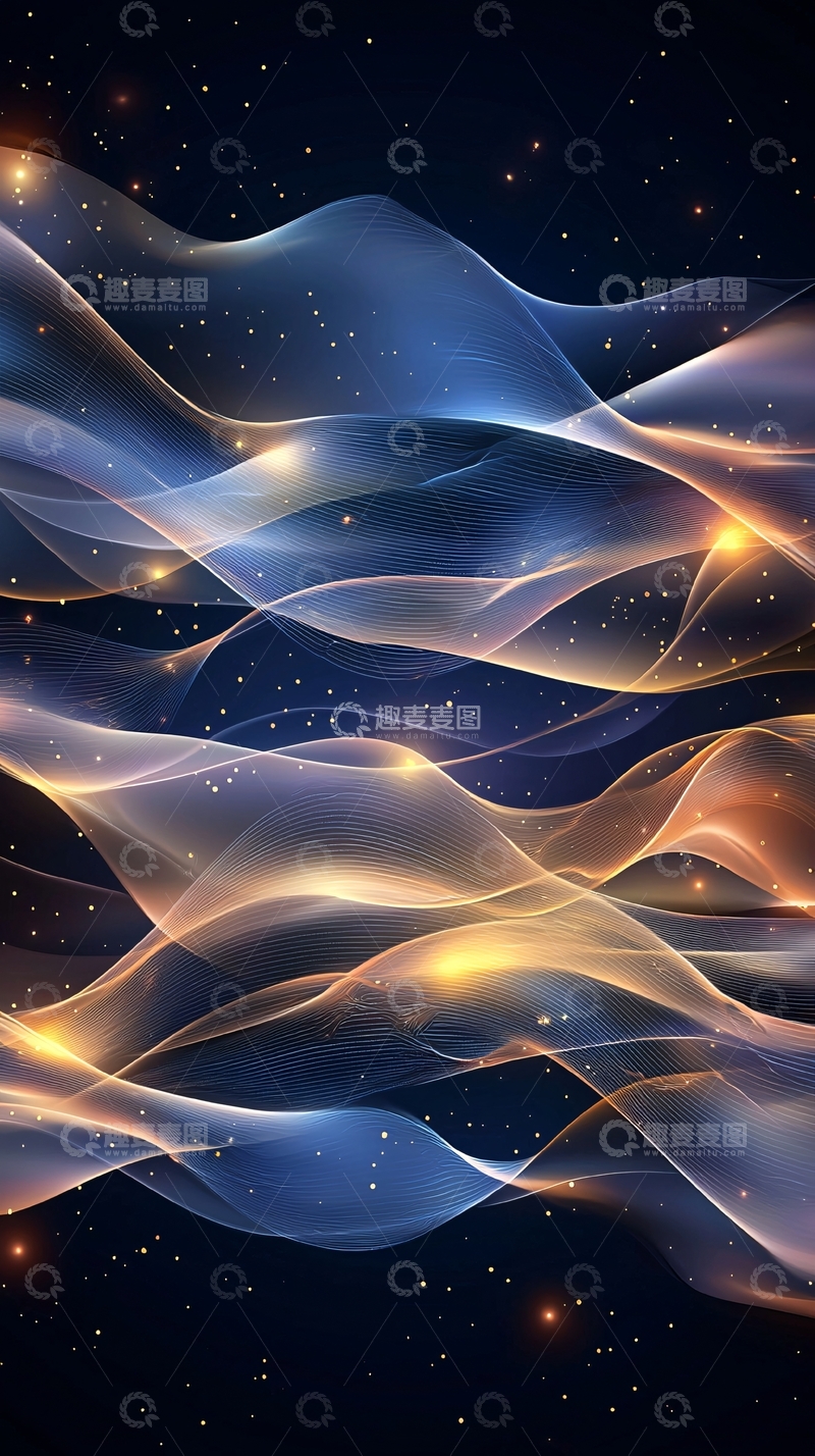高清大图下载【趣麦麦图】抽象波浪光影流动背景