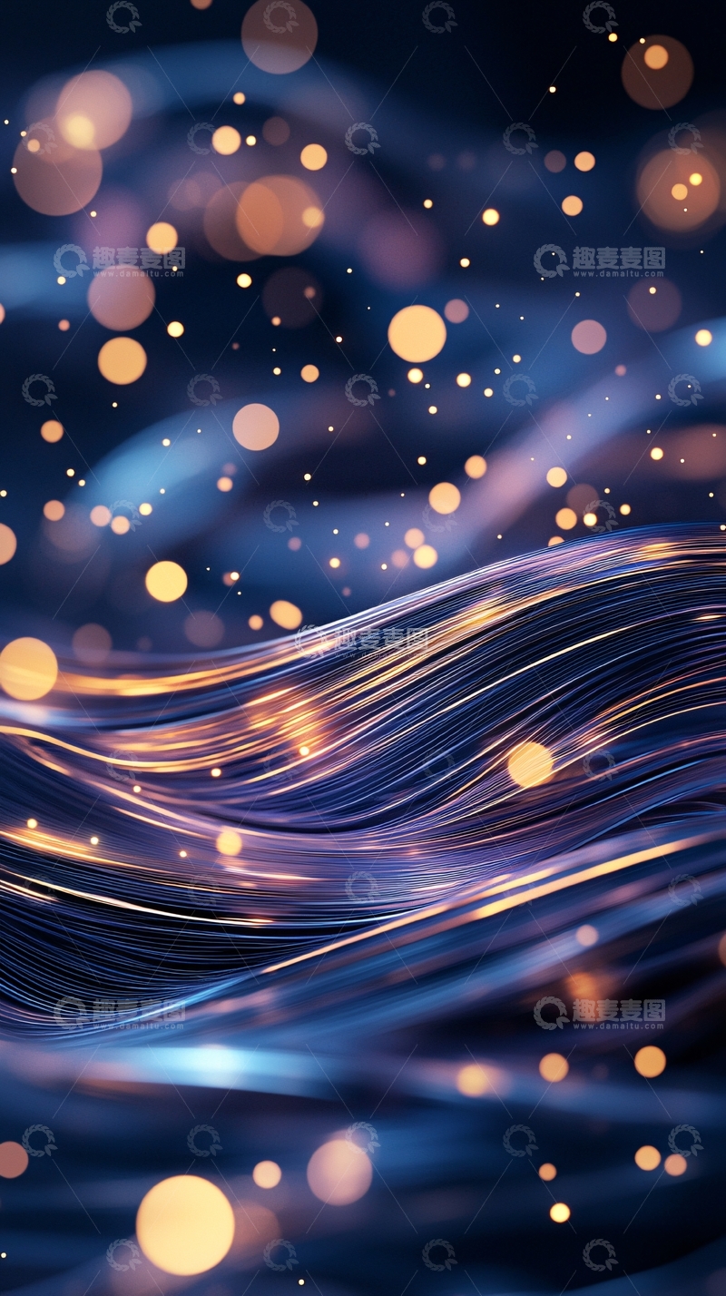 高清大图下载【趣麦麦图】蓝色光线与金色光斑