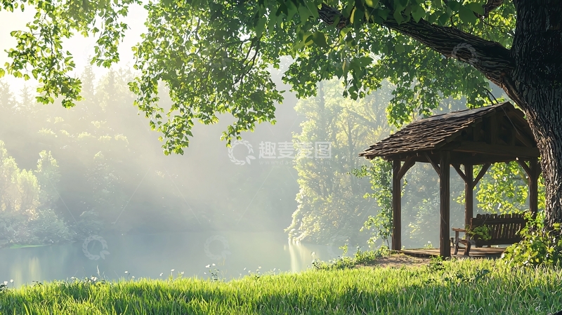 高清大图下载【趣麦麦图】林间小屋的静谧一角