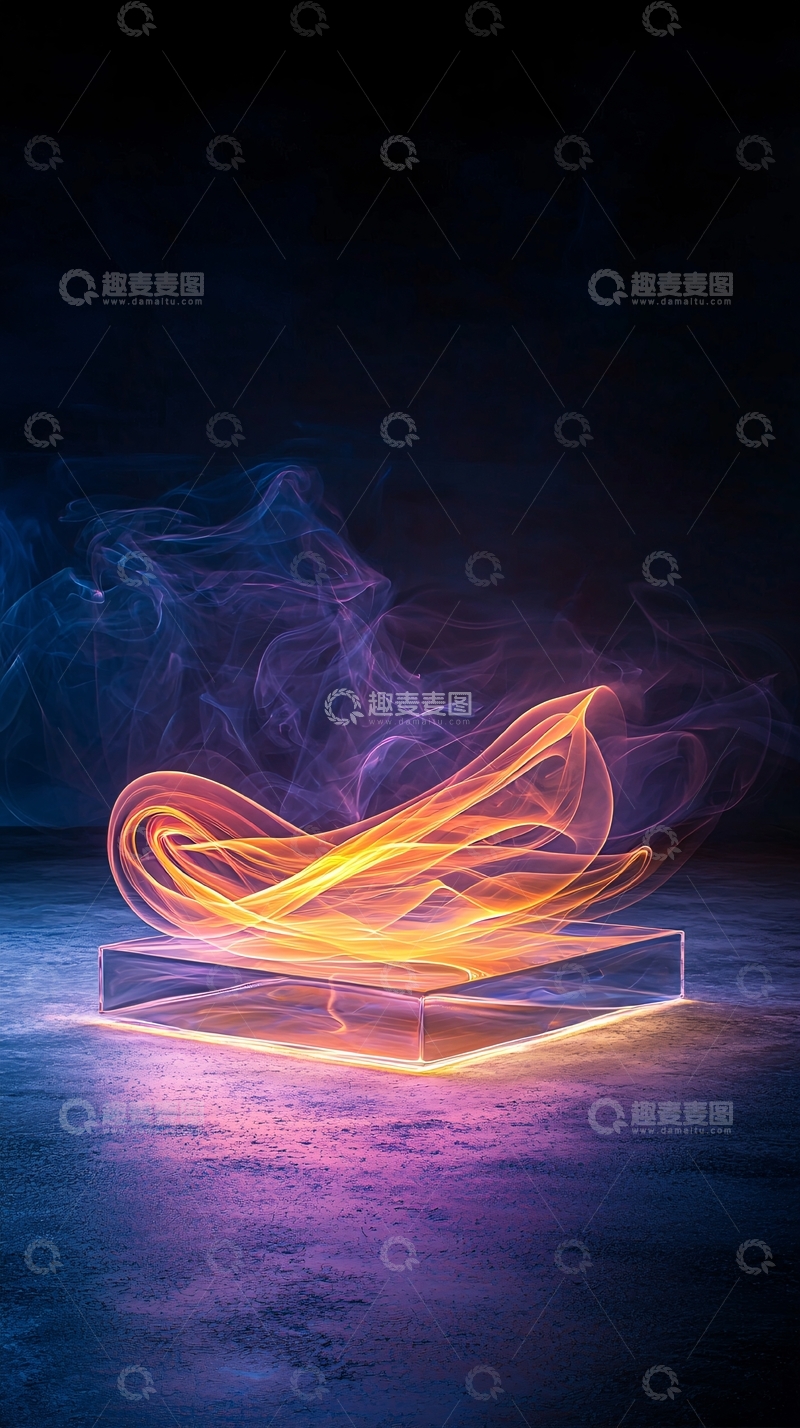高清大图下载【趣麦麦图】火焰般光芒悬浮于透明体之上