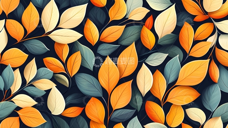 高清大图下载【趣麦麦图】秋季叶片图案背景