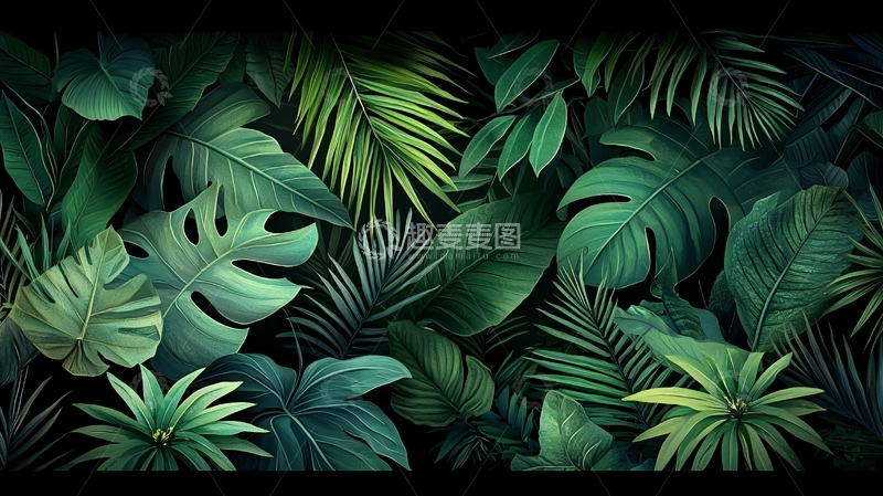 高清大图下载【趣麦麦图】热带植物叶片墙纸