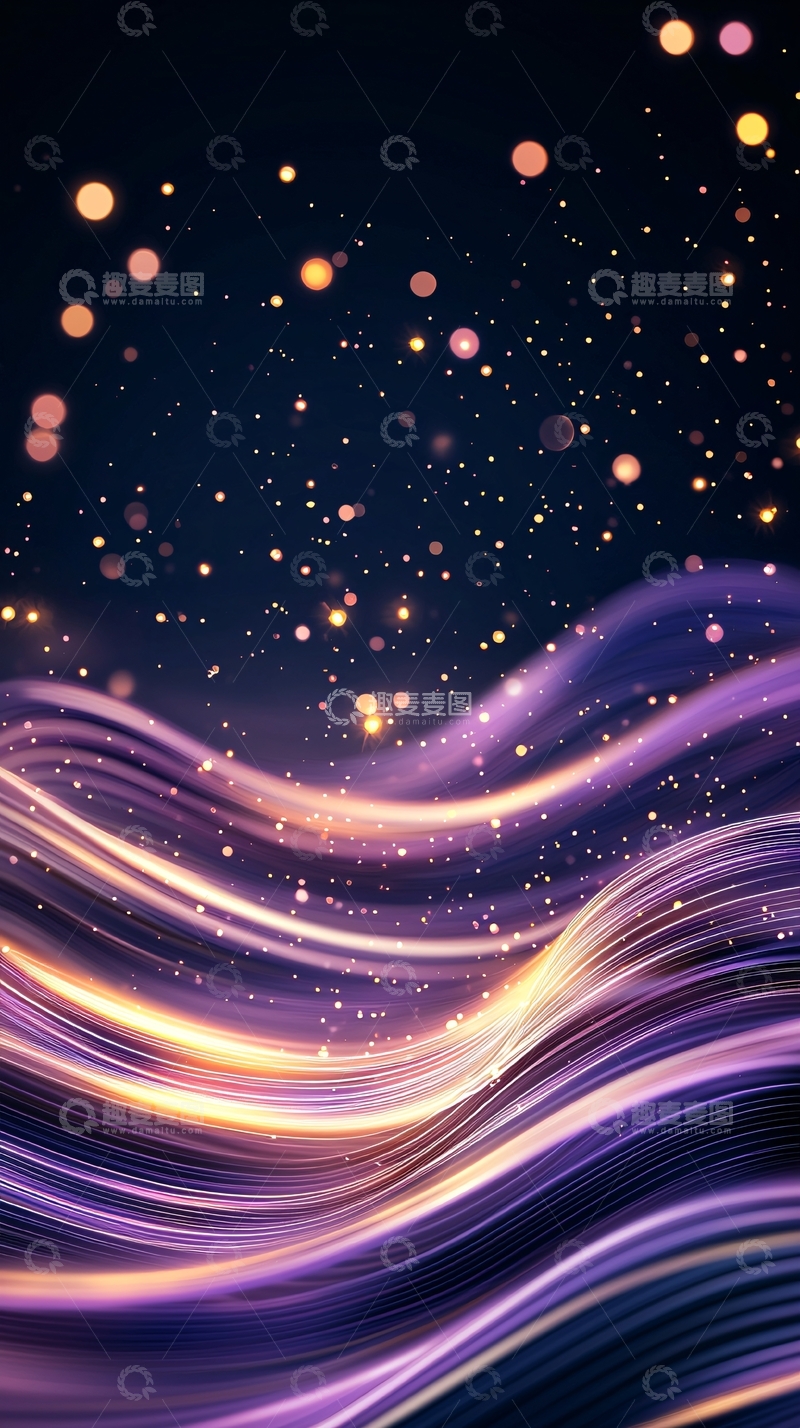 高清大图下载【趣麦麦图】紫色光线流动梦幻背景