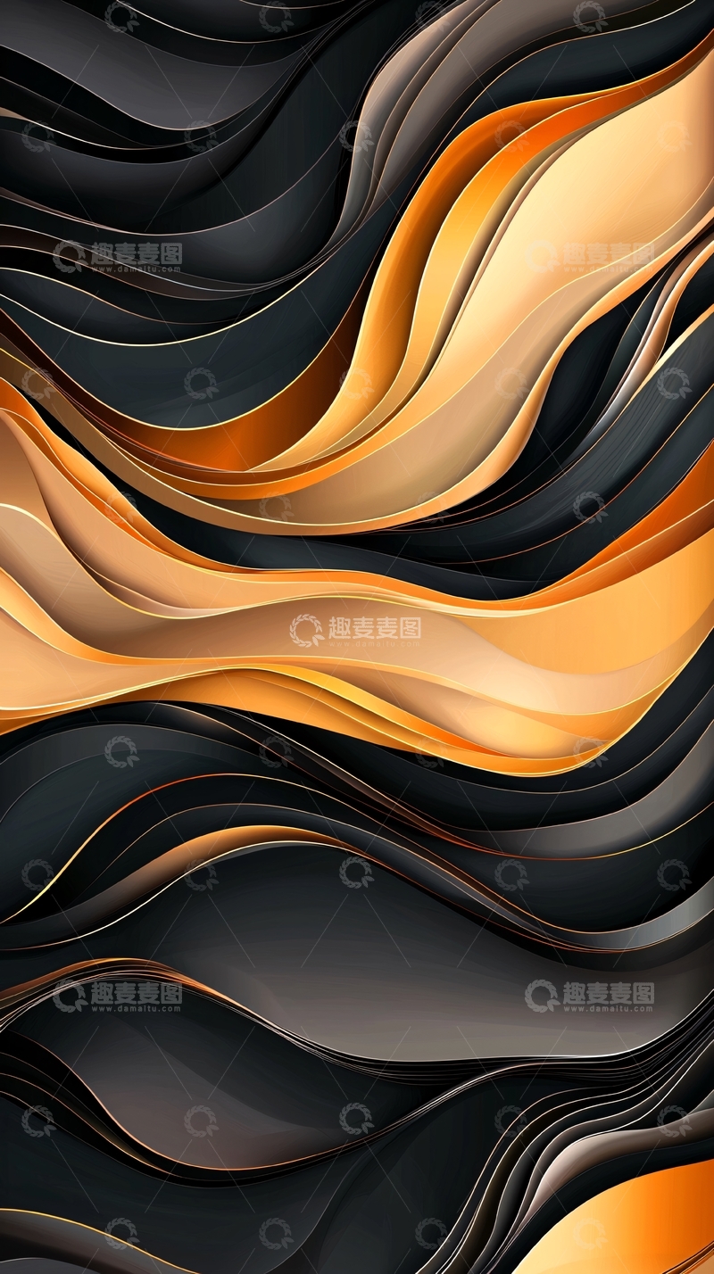 高清大图下载【趣麦麦图】金色和黑色流体抽象背景