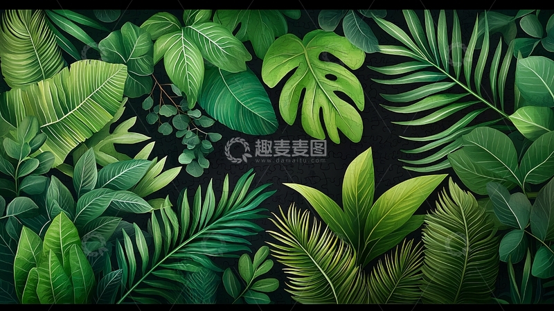 高清大图下载【趣麦麦图】茂密的热带绿色植物