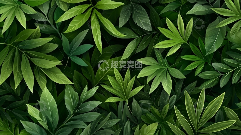 高清大图下载【趣麦麦图】绿叶繁茂的背景