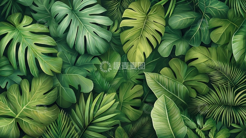 高清大图下载【趣麦麦图】绿色植物的叶子铺满