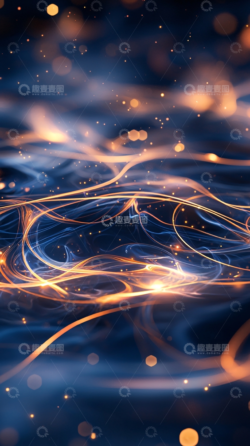 高清大图下载【趣麦麦图】蓝色金色光线交织的唯美图