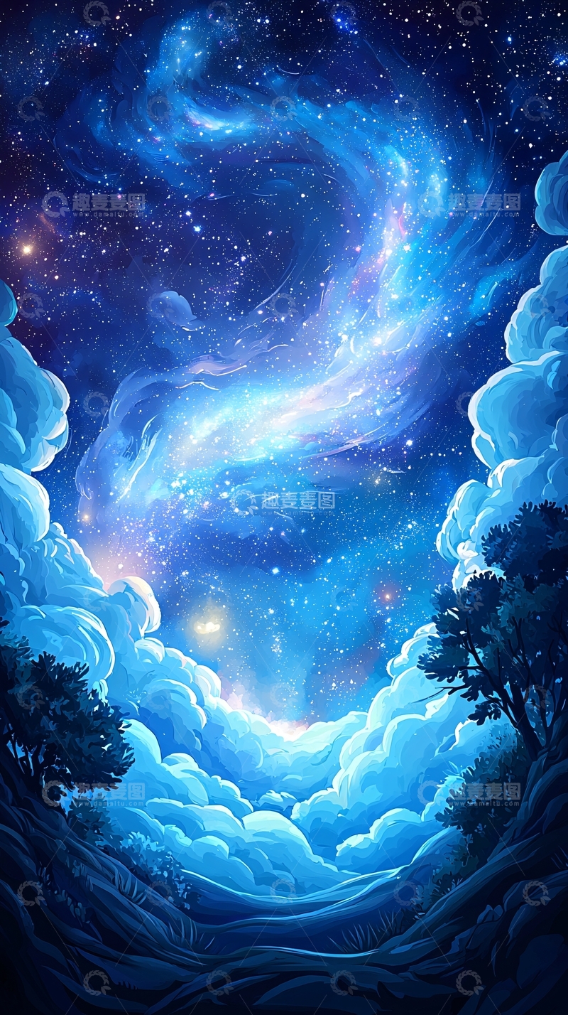 高清大图下载【趣麦麦图】蓝色星空云海