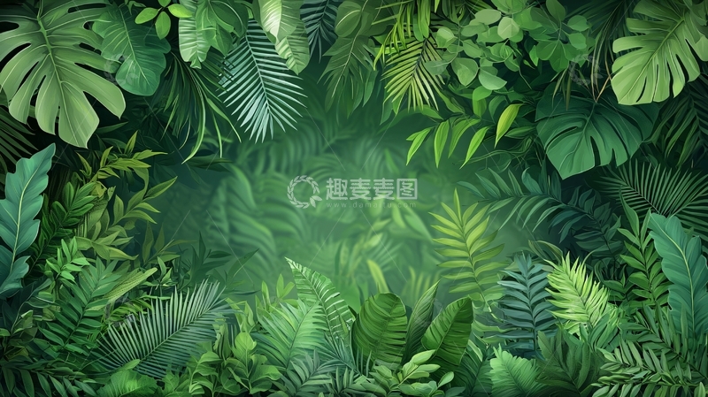 高清大图下载【趣麦麦图】茂密的热带雨林绿叶