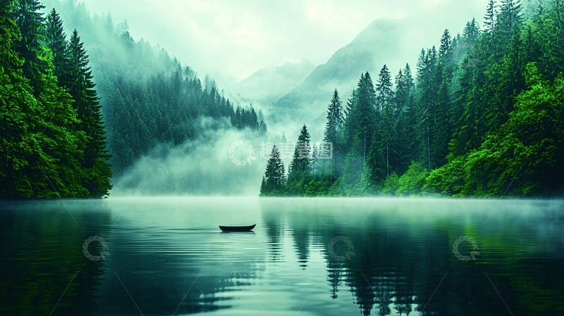 高清大图下载【趣麦麦图】宁静湖面森林山脉