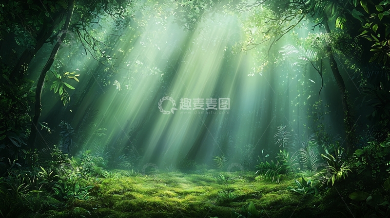 高清大图下载【趣麦麦图】阳光穿透森林