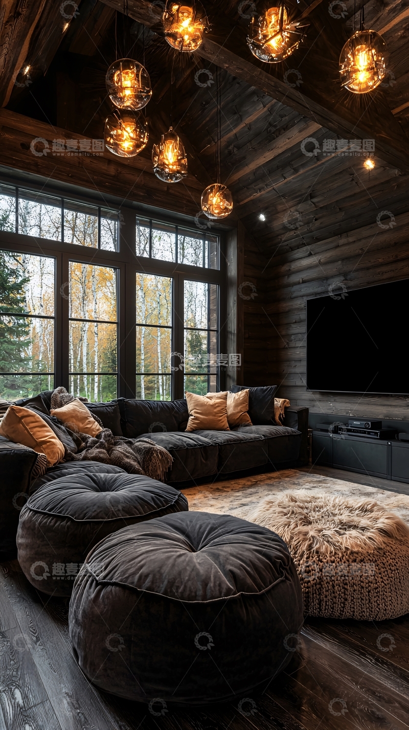 高清大图下载【趣麦麦图】舒适的木屋客厅