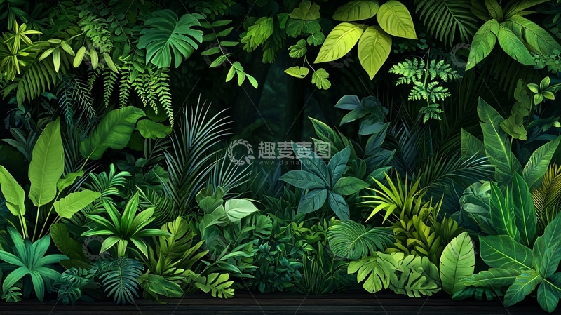 高清大图下载【趣麦麦图】茂密的热带植物背景