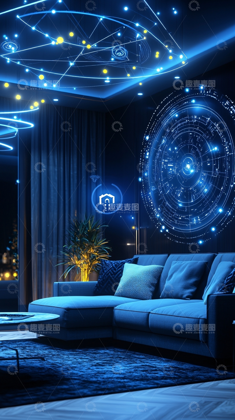 高清大图下载【趣麦麦图】未来科技感客厅设计