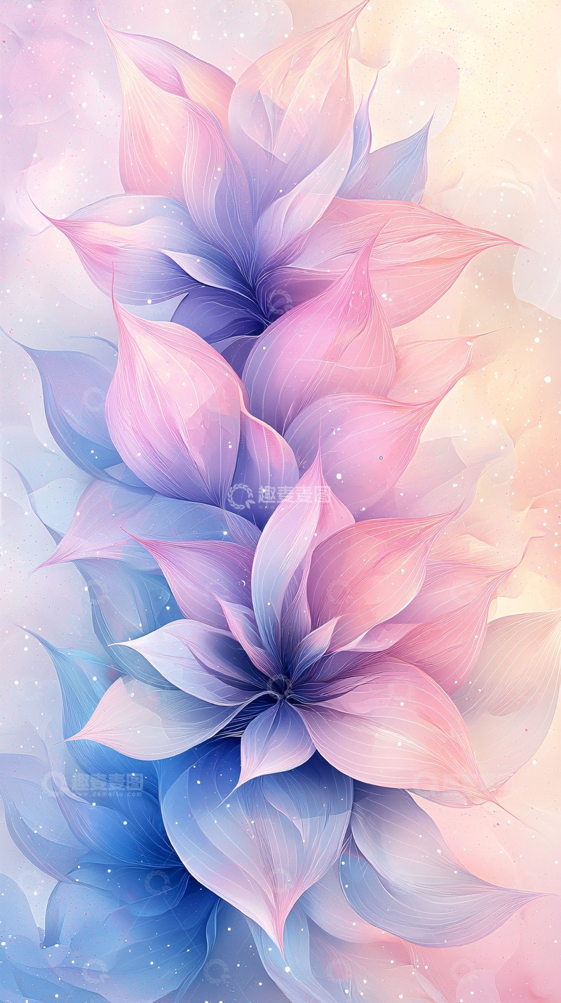 高清大图下载【趣麦麦图】粉紫蓝渐变花朵