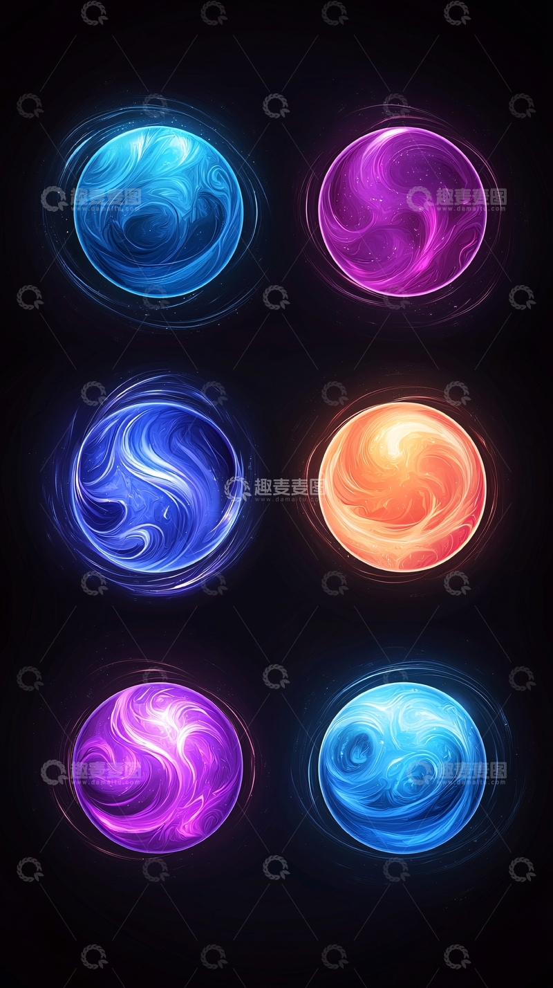 高清大图下载【趣麦麦图】彩色能量球体漂浮