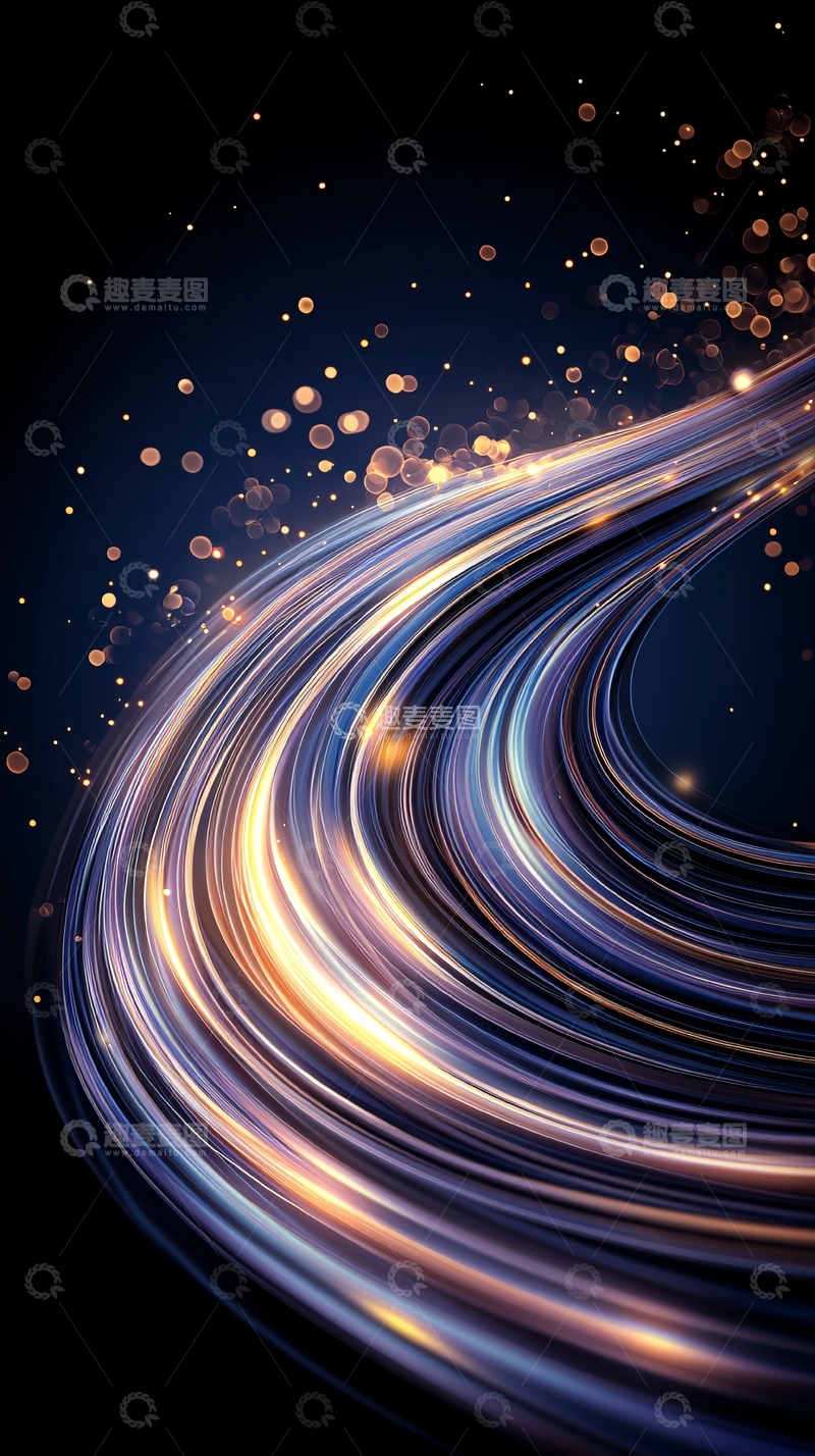 高清大图下载【趣麦麦图】金色光线流动轨迹