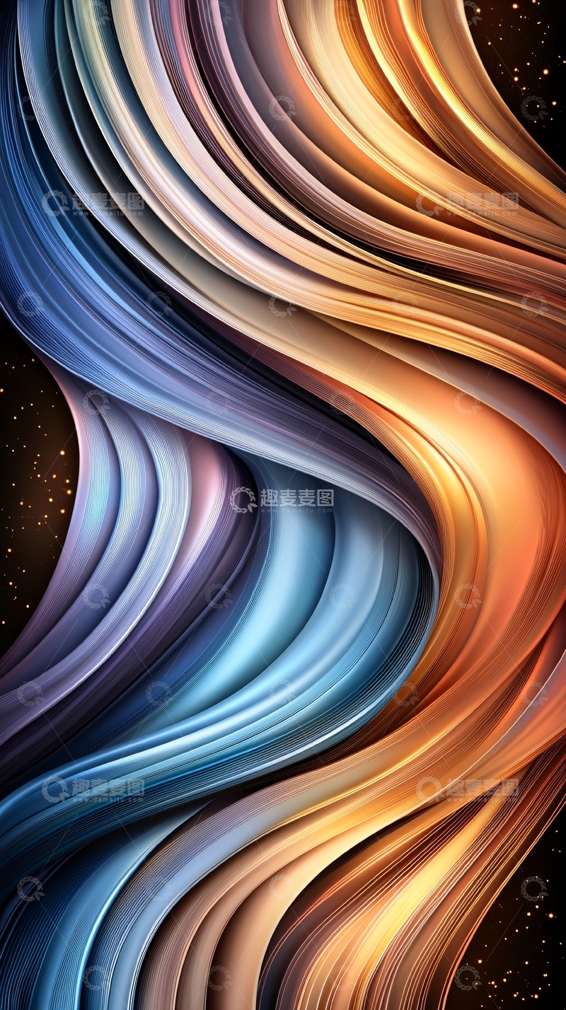 高清大图下载【趣麦麦图】彩色渐变流动线条