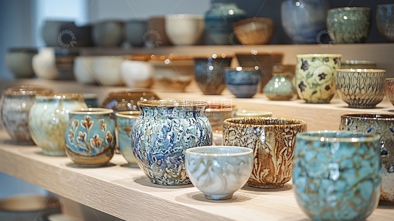 高清大图下载【趣麦麦图】多种颜色的陶瓷茶杯或花盆