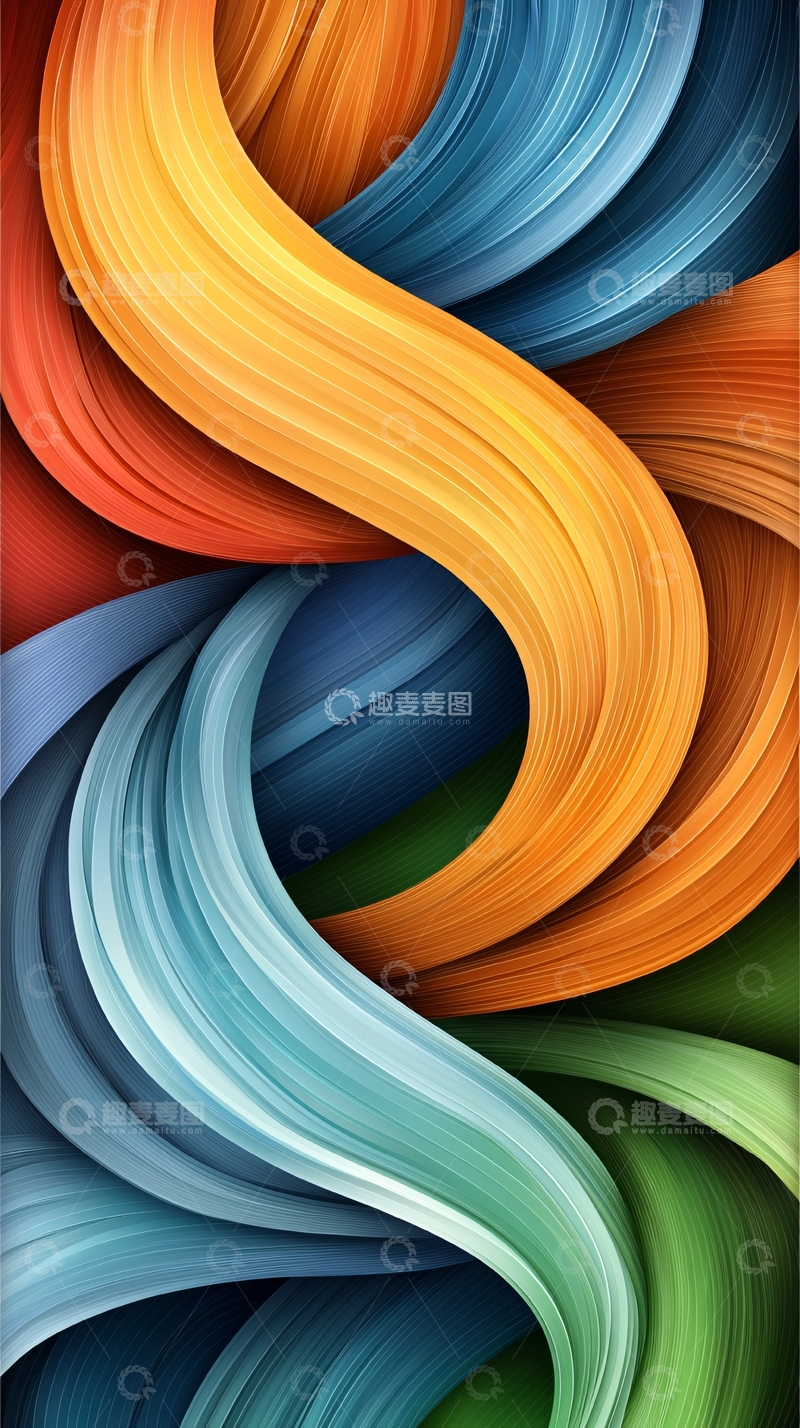 高清大图下载【趣麦麦图】彩色曲线抽象背景