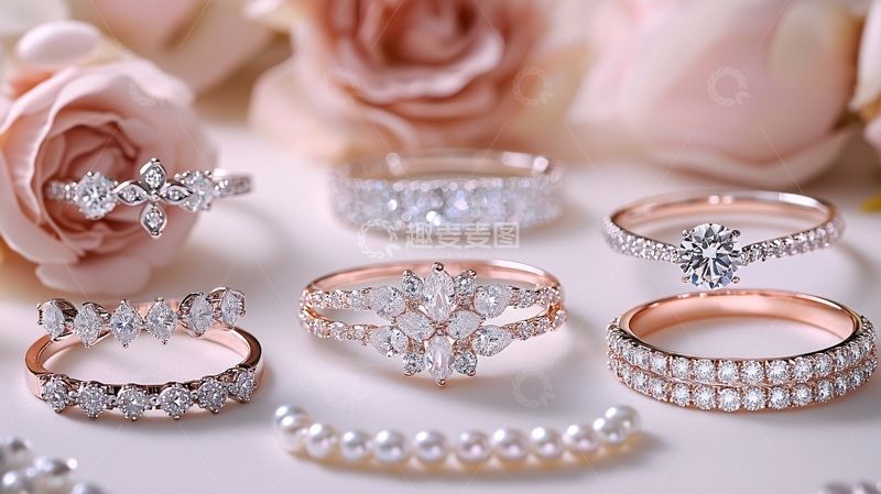 高清大图下载【趣麦麦图】精美钻石戒指和玫瑰