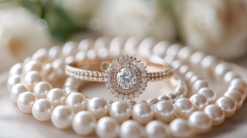 高清大图下载【趣麦麦图】精致的戒指和珍珠项链