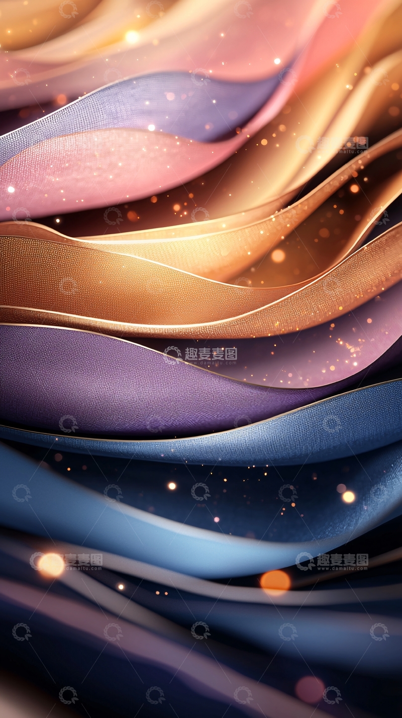 高清大图下载【趣麦麦图】抽象彩色丝绸波浪