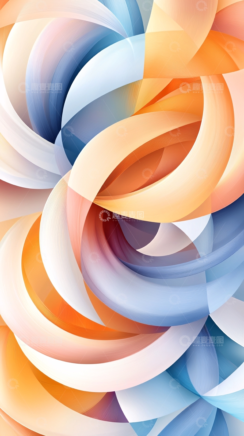 高清大图下载【趣麦麦图】抽象漩涡柔和色彩背景