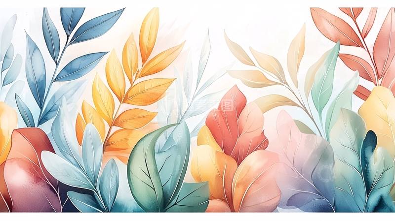 高清大图下载【趣麦麦图】水彩植物背景图