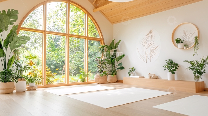 高清大图下载【趣麦麦图】明亮宽敞的瑜伽房