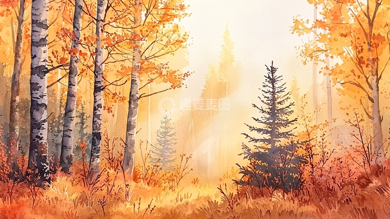 高清大图下载【趣麦麦图】秋日阳光下的森林