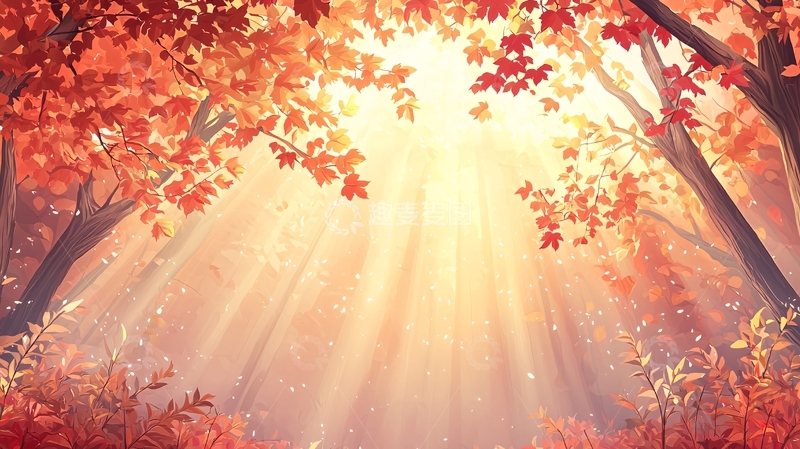 高清大图下载【趣麦麦图】秋日阳光下的红叶