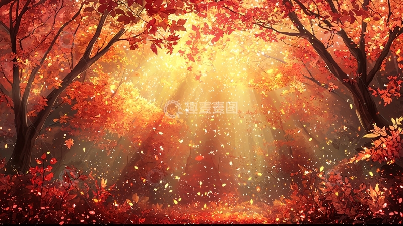 高清大图下载【趣麦麦图】秋日阳光穿透树林