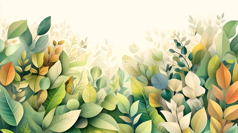 高清大图下载【趣麦麦图】水彩风格叶子背景