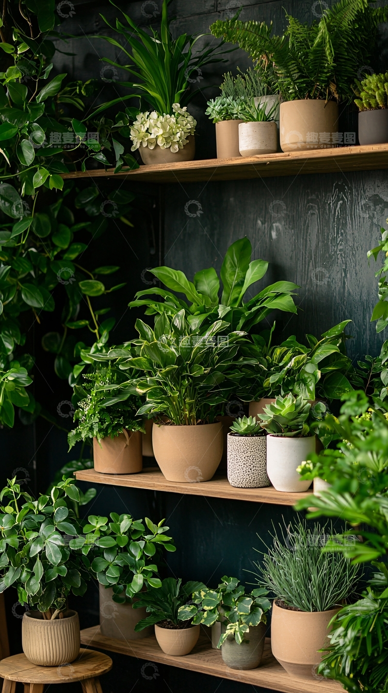 高清大图下载【趣麦麦图】室内绿植装饰架