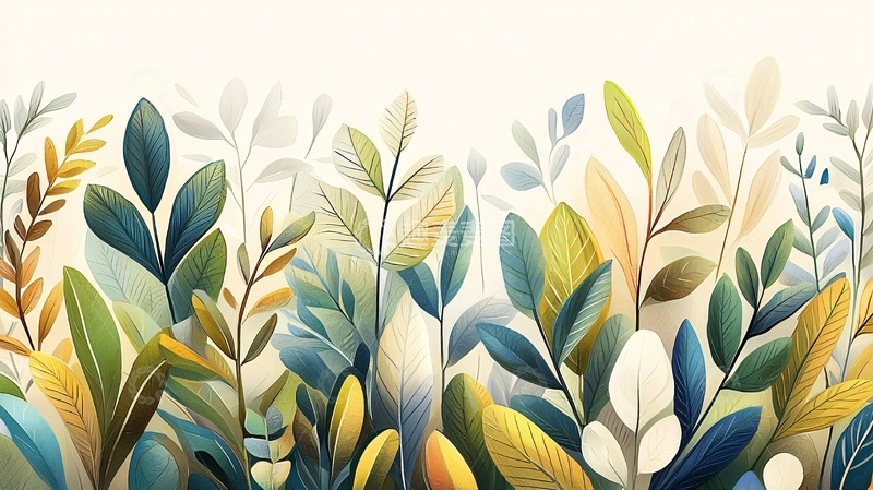 高清大图下载【趣麦麦图】水彩风格植物背景