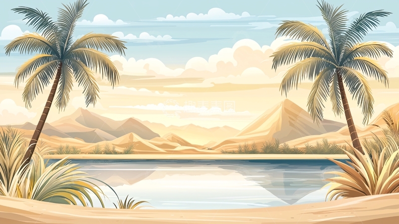 高清大图下载【趣麦麦图】海滩棕榈树风景如画