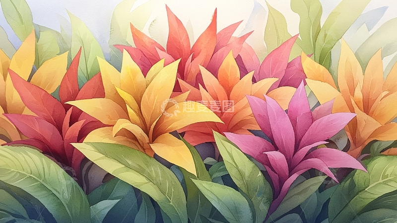 高清大图下载【趣麦麦图】色彩鲜艳的花朵丛生