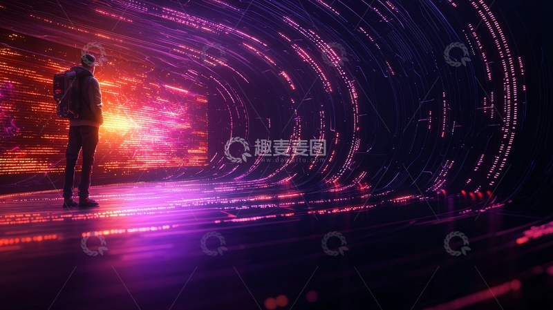 高清大图下载【趣麦麦图】奇幻隧道中的旅行者