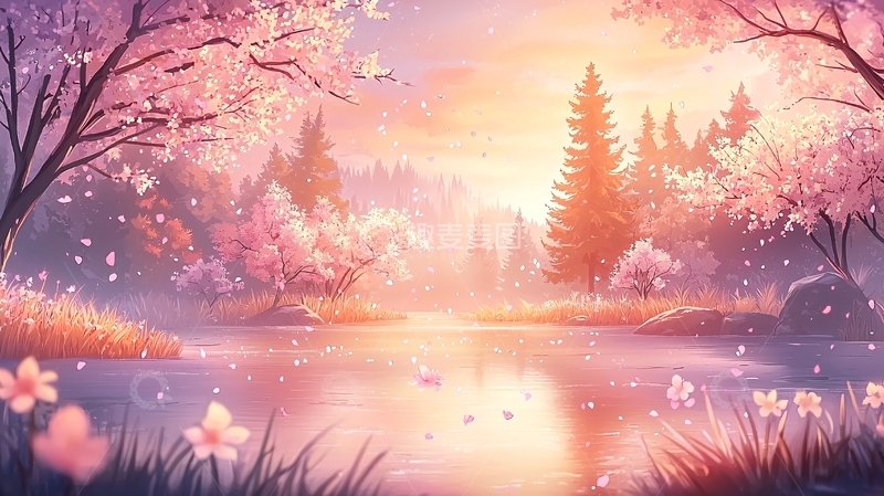 高清大图下载【趣麦麦图】粉色花朵唯美梦幻