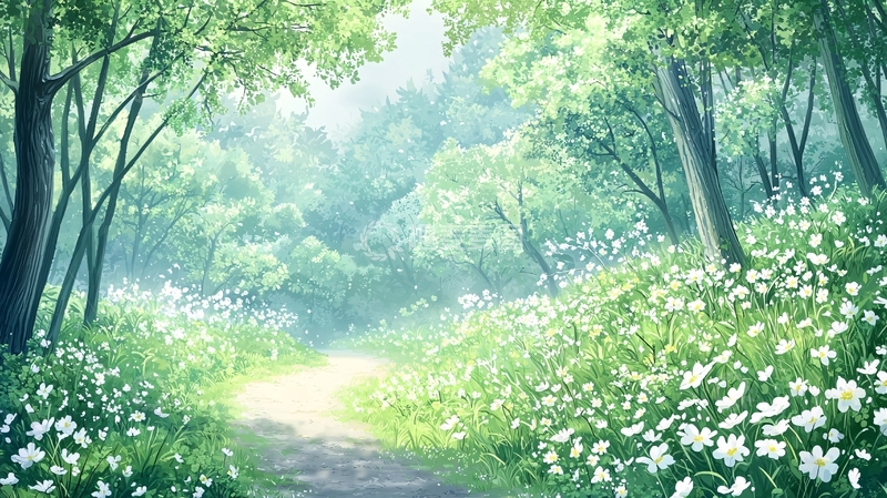 高清大图下载【趣麦麦图】绿意盎然的森林小路
