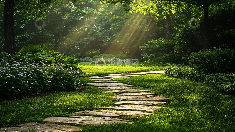 高清大图下载【趣麦麦图】阳光穿过树林的小路