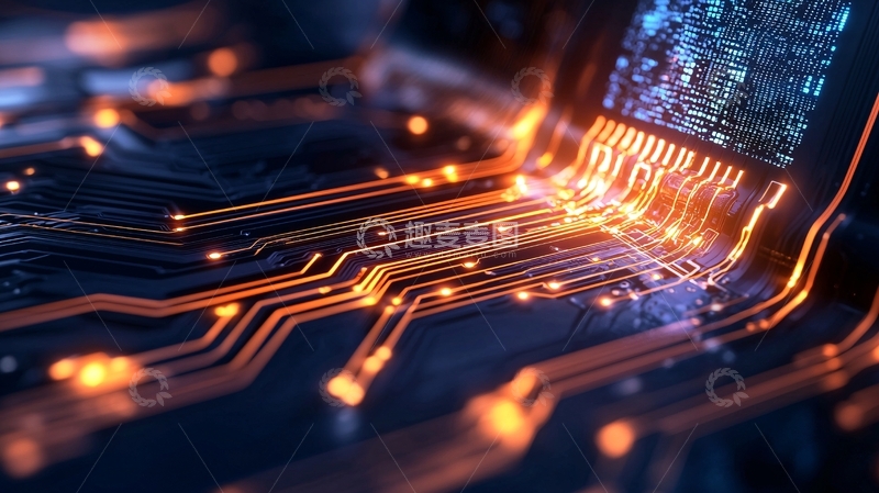 高清大图下载【趣麦麦图】电路板上的金色纹路