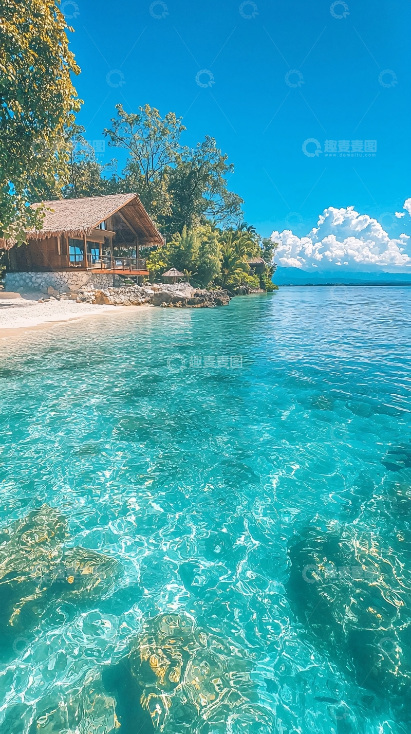 高清大图下载【趣麦麦图】热带海滩小屋