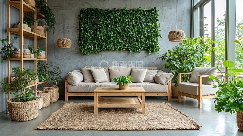 高清大图下载【趣麦麦图】温馨的绿色植物客厅